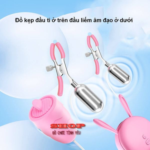 Kẹp núm vú bằng silicone rung lưỡi có điều khiển từ xa