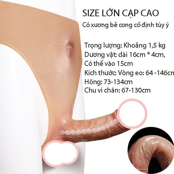 Dương vật giả mặc đồ lót silicone lớn