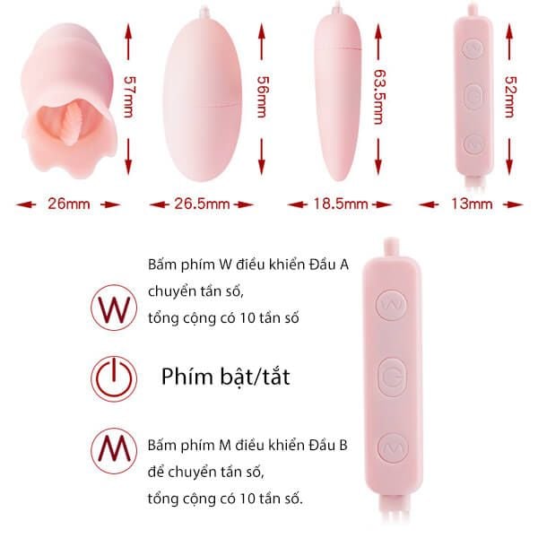 Trứng rung lưỡi Licking Mini Mini Massage Massage Hộp 3 Đầu