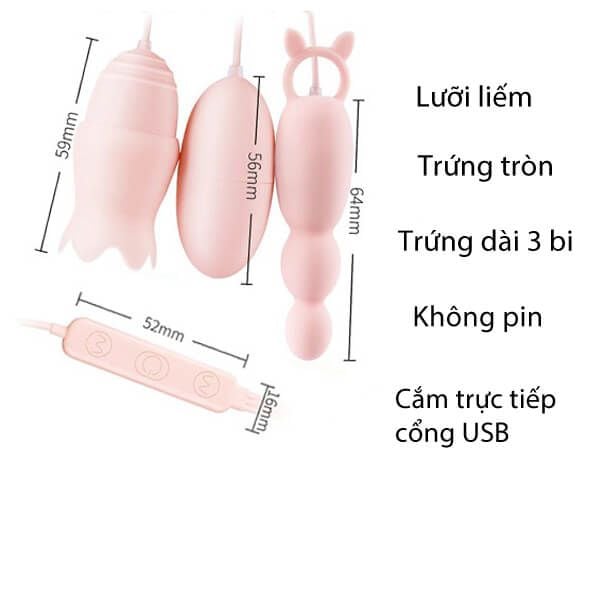 Trứng rung lưỡi Licking Mini Mini Massage Massage Hộp 3 Đầu