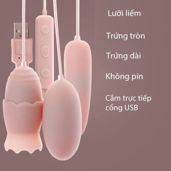 Trứng rung lưỡi Licking Mini Mini Massage Massage Hộp 3 Đầu