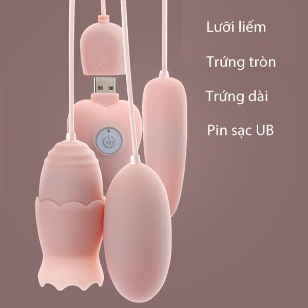 Trứng rung lưỡi Licking Mini Mini Massage Massage Hộp 3 Đầu